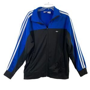 Athletic Works Jacket Mens Medium (38-40) Black Blue Full Zip‎ Knit